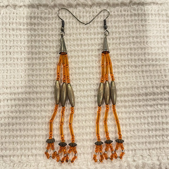 Handmade Jewelry - Handmade Authentic Vintage Native American Indian Tribal Beaded Earrings